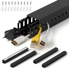 H1.4 W1.6 Inch Server Rack Cable Management Raceway 66 Inch Kit Open Slot PVC