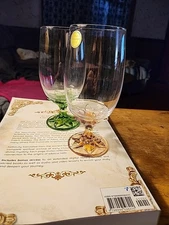 Villeroy & Boch Handmade Crystal Pink & Green Glasses