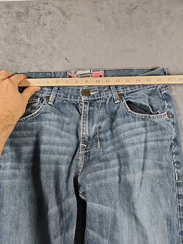 Pantalones de mezclilla Monarchy para hombre 34 (33x33) azul bordado punto blanco Foto 4 de 4