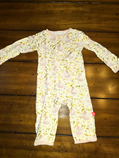 Magnetic Me 3-6M Pink Gold Floral Pears Long Sleeve Magnetic Coverall One-Piece
