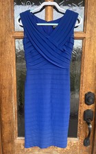 Adrianna Papell Royal Blue Bodycon Bandage Sheath Dress Knee Length Size 4
