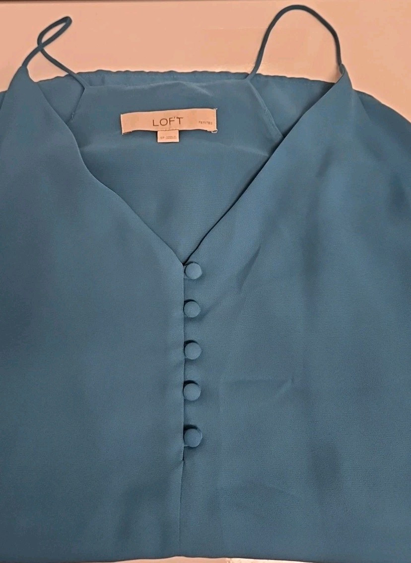 Loft Spaghetti Strap Racerback  Lined Turquoise T… - image 7