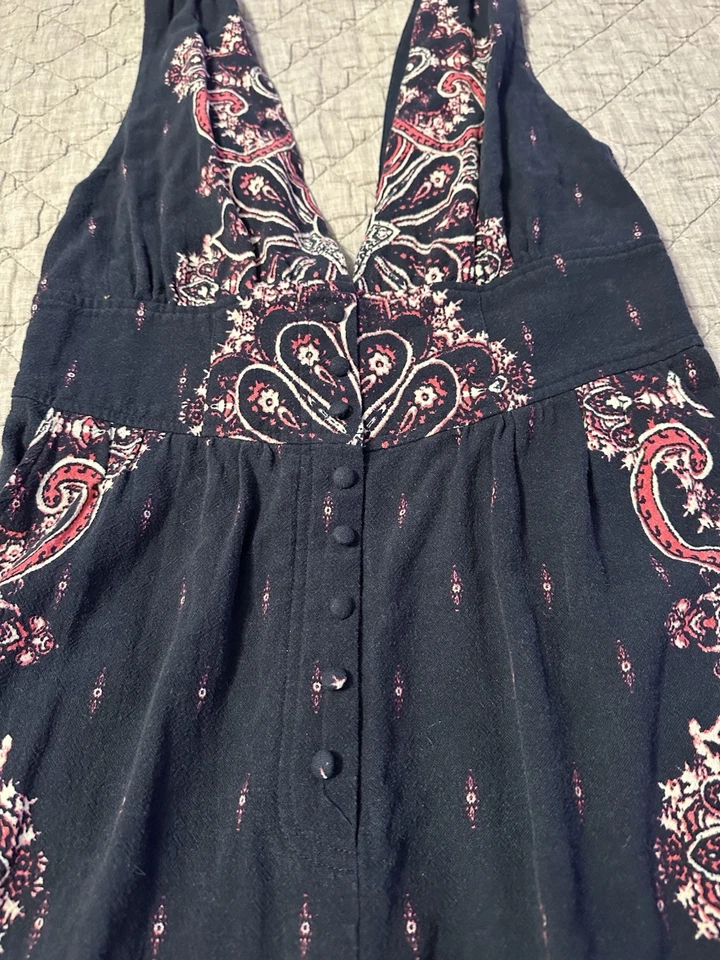Mono Free People sin mangas Boho cachemir pierna ancha negro cuello en V talla S pequeño Foto 3 de 4