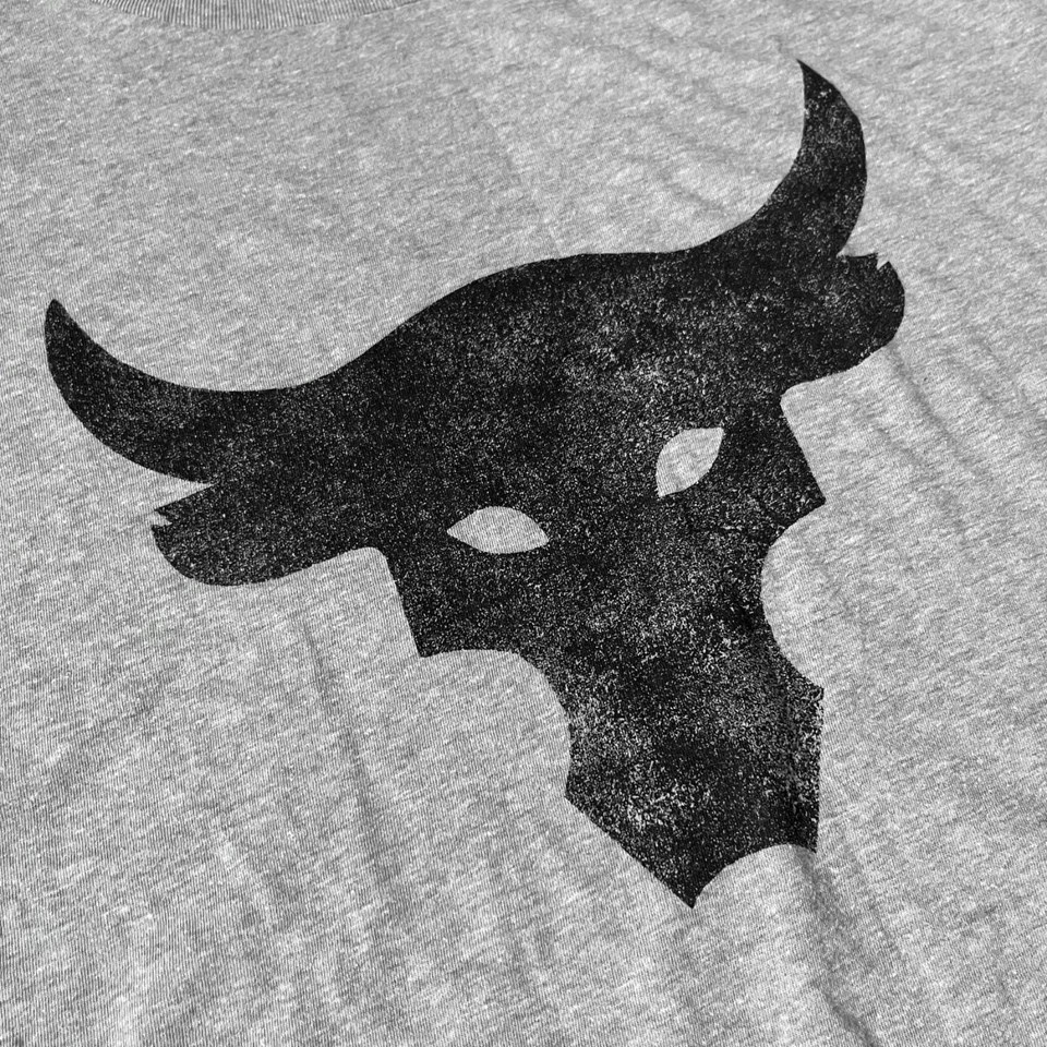 Under Armour Shirt Mens Small Grey Black Project Rock Brahma Bull Logo 1326848 - Imagen 2 de 4
