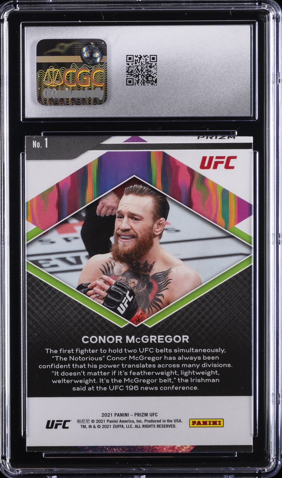 2021 PANINI PRIZM UFC FEARLESS GREEN #1 CONOR MCGREGOR CGC 9 view 2