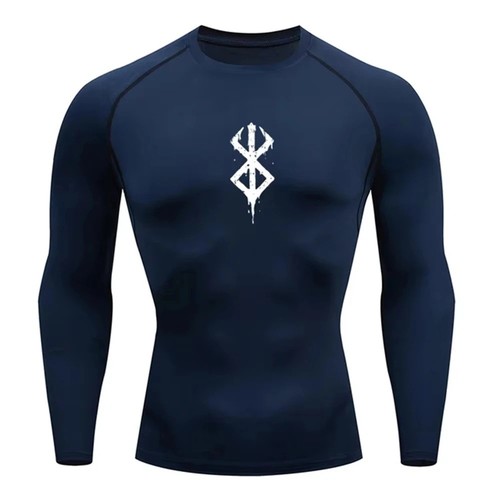 Camicia a compressione manica lunga Berserk anime manga BJJ vestito MMA combattente palestra vestibilità - Foto 4 di 13