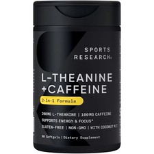 Sports Research L-Theanin & Koffein mit Kokos-Mct-Öl - 60 Weichkapseln