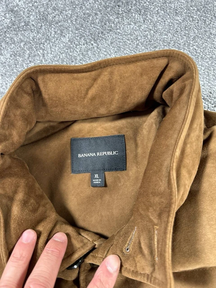 Banana Republic Suede Down Puffer Vest Mens Xl Brown - Image 3 of 4