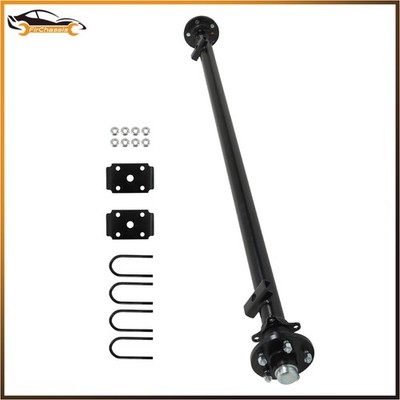 For Boat Trailer Cargo RV Camper Axel 3500 lbs Axle Complete 5 lug w/ U Bolt Kit