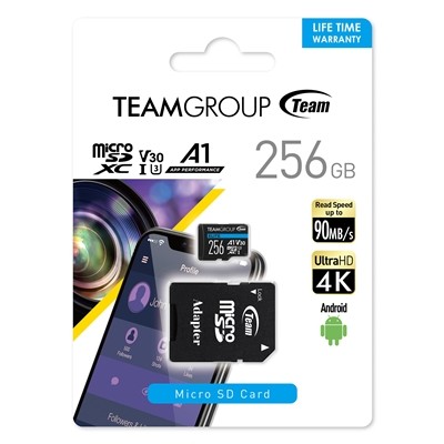 Team Elite A1 256Gb Micro SDXC UHS-1 Flash Karte mit Adapter für Android & 4K
