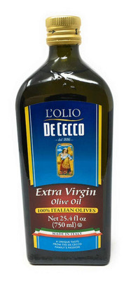 De Cecco Extra Virgin 100% Olive Oil, Made in Italy,  25.4 Fl Oz, Pack of 1