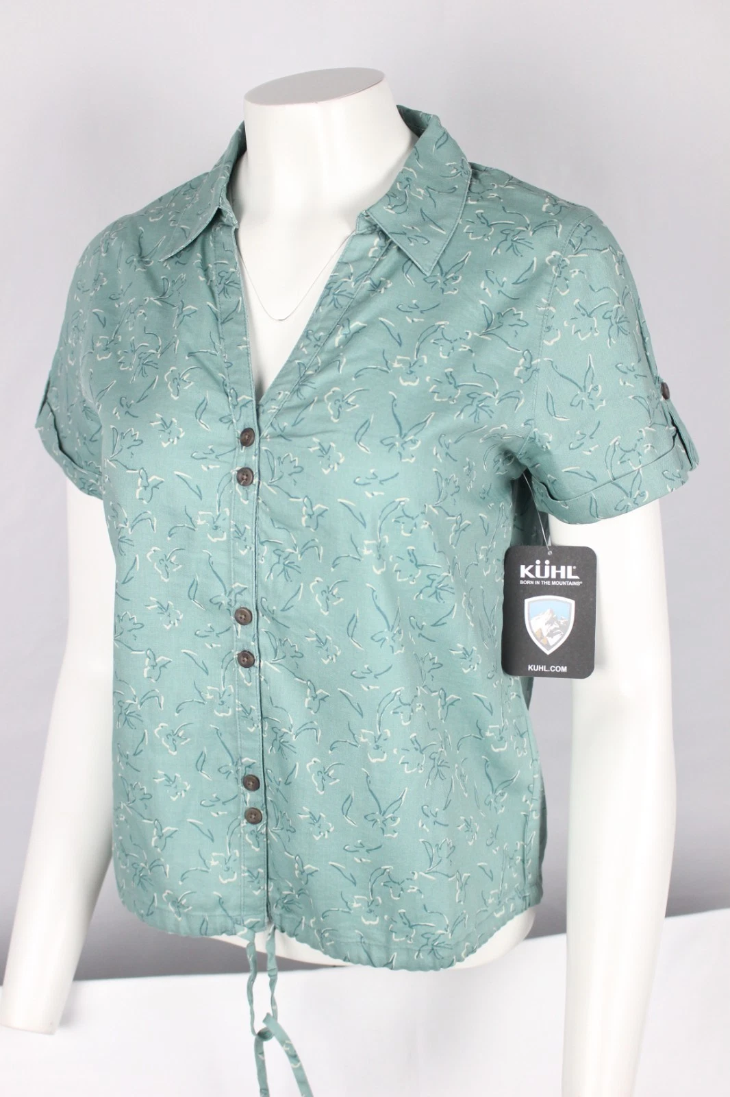 Kuhl Women's Liliana Short Sleeve Button Up Top Floral Dew 8539