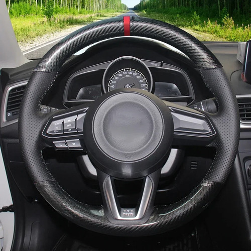 Artificial Leather Steering Wheel Cover for Mazda 3 Axela 2017-18 6 Atenza CX-3 - Picture 9 of 20