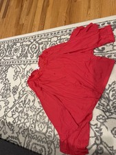 Shadowline Red Nylon Pajama Set Loungewear Sleepwear Embroidery 42