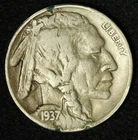 1937-D 3 Legged 5C Buffalo Nickel Rim Damage  - Free Shipping USA