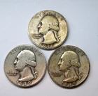 TWO 1939 AND ONE 1936 WASHINGTON QUARTERS * ALL ARE P * UNGRADED