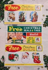 84 Vintage Eureka Frito-lay Christmas Seals Tags Woodland Animal Santa Nativity