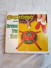 Vintage Supreme Christmas Live Tree Stand Steel Red Green w Box 4 in Trunk 402