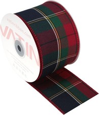 Red Black Tartan Plaid Ribbon, 2-1/2-Inch x 10 Yards