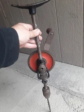 Mohawk Shelburne Antique Hand Crank Drill Made In USA Vintage Tool