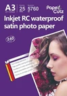 Highest Quality 240 gsm A3 Satin Photo Paper Inkjet - 25 Sheets - Semi Gloss