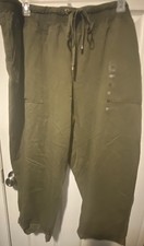 Tommy Hilfiger Womens Cuffed Twill Casual Trouser Pants 2X NWT Pockets Green NEW