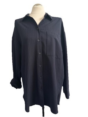 The Primark Edit Bluse Hemd dunkelblau mit Nadelstreifen Gr.42