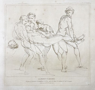 Raphael - Adonis Death Tod etching Radierung estampe 1728
