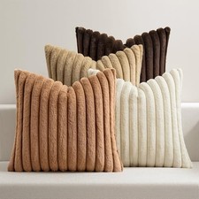 Faux Fur Plush Decorative Throw Pillow Covers 18" x 18" Pack of 4 Brown