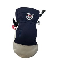 Hestra Size 4 Navy Blue Leather Palm GLoft Insulated Ski Singel Mittens ONLY ONE