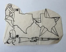 antique vintage tex rowe texas star gun boot pinup tattoo flash 4.5x6.5