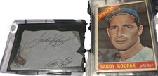 Sandy Koufax LA Dodgers 1966 baseball Card, bonus Koufax Signature Cut. 60 YO!!!