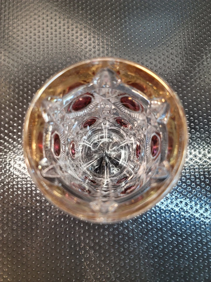 EAPG U.S. Glass Bull's Eye #15117 Glass Tumbler with Ruby Stain and Gold Gild - Image 3 of 4