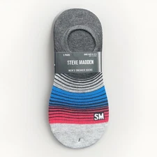 Steve Madden Men’s Sneaker Socks 5 Pairs No Show Size 6-12.5 NWT Free Shipping