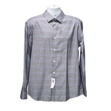 Tommy Hilfiger Men's Dress Shirt Plaid Stretch Slim Fit THFlex Supima Navy Multi
