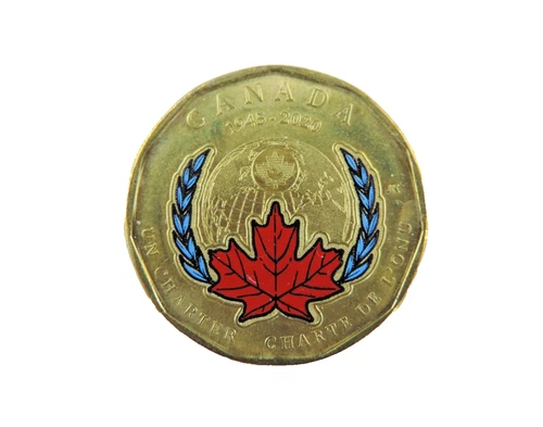 2020 $1 One Dollar Coin Canada Loonie 75th Anniv Signing United Nations Charter
