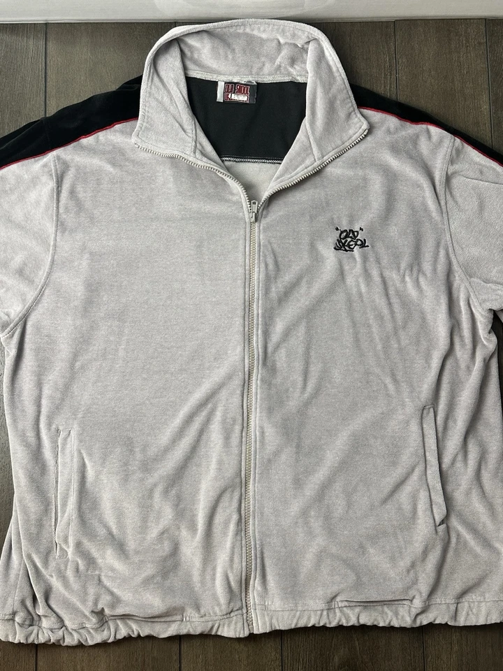 Chaqueta de chándal vintage Y2K Old Skool Urban Wear sensación suave para hombre 4XL gris Foto 2 de 4