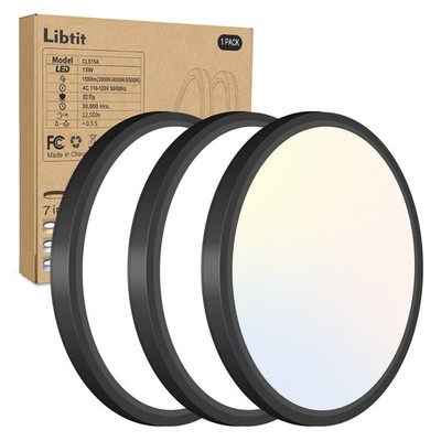 3Pack 7 inch Flush Mount Ceiling Light, 15W 1500Lm Surface Mount Light Fixtur...