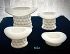 Set  Of Four Fostoria American # 2056 Milk Glass Top  Hat Pieces !  HTF Set