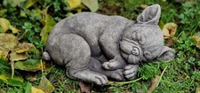 French Bulldog Sleeping Lying Puppy Dog Stone Statue Garden Ornament Home Decor