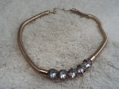 Goldtone Rhinestone Scoop Necklace (H4)