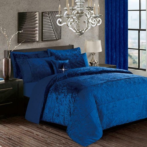 3Pcs Crushed Velvet Duvet / Quilt Cover with Pillowcase Double King Bedding Set - Picture 7 of 9