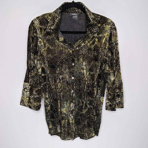 Pure amici WOMEN'S Burnout Velluto Verde 3/4 Maglia Blusa Taglia Media |  eBay