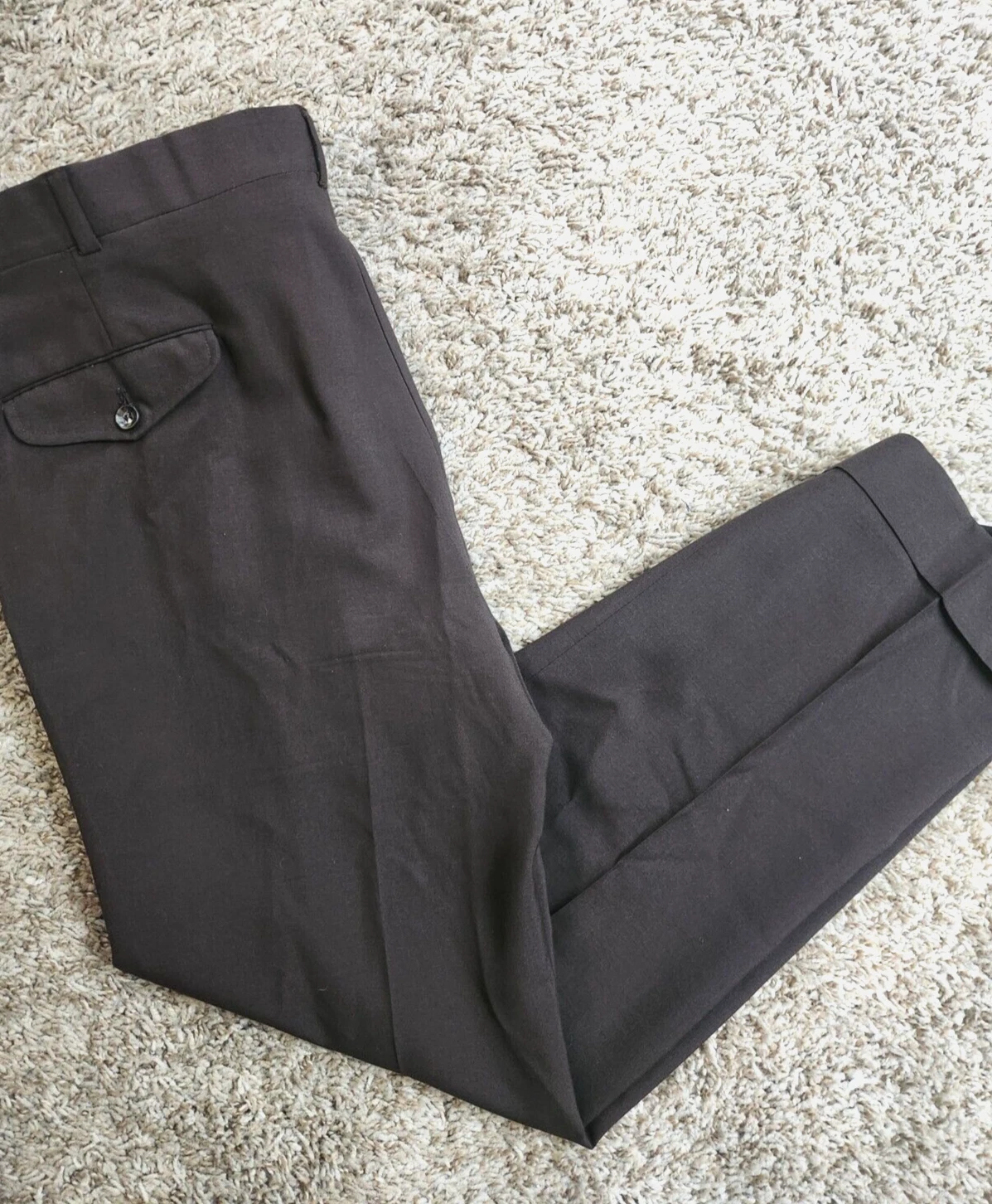 Vintage Burberrys abito pantalone uomo 35 x 30 marrone scuro lana anni 80 piatto F