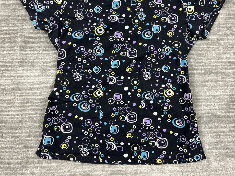 I Heart Scrubs Top Womens Extra Small Multicolor Short Sleeve 100% Cotton - Image 3 of 4