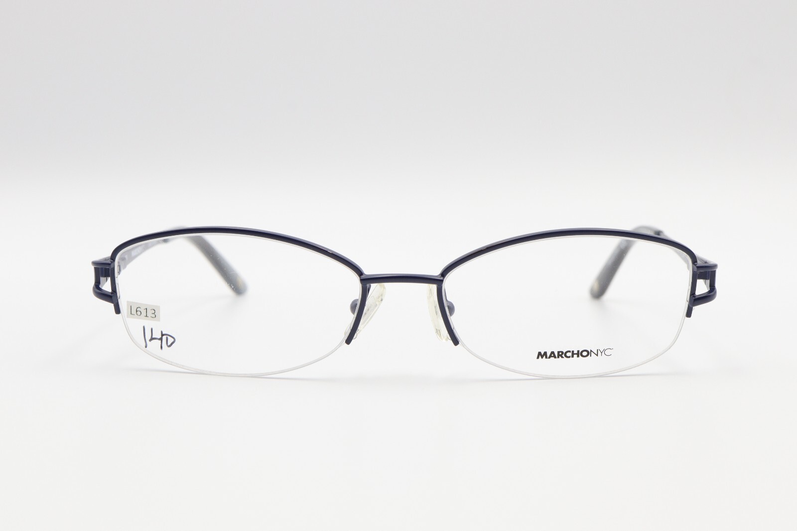 MARCHON NYC CHRYSTIE 412 Blue 51-16-135 Half Rimless Frames Flex Hinges L613