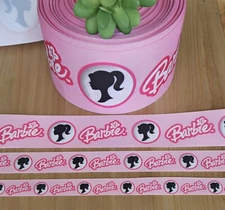 5/8, 7/8, 1.5 & 3” (1 YD) Barbie Grosgrain Ribbon Barbie Doll Silhouette