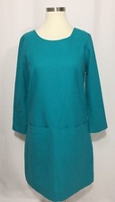 J. Crew Turquoise Blue Wool Stretch Pocket Shift Dress 2 Beautiful 