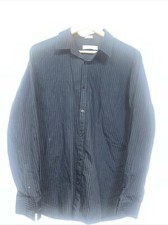 CALVIN KLEIN Infinite Mens Striped Dress Shirt Blue Long Sleeve Button Up Size L