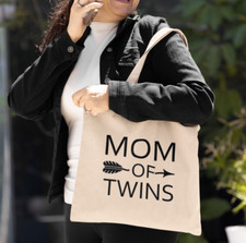 Mom of Twins Tote Bag Grocery Shopping Mothers Day Gift Humor Beachbags MomLife